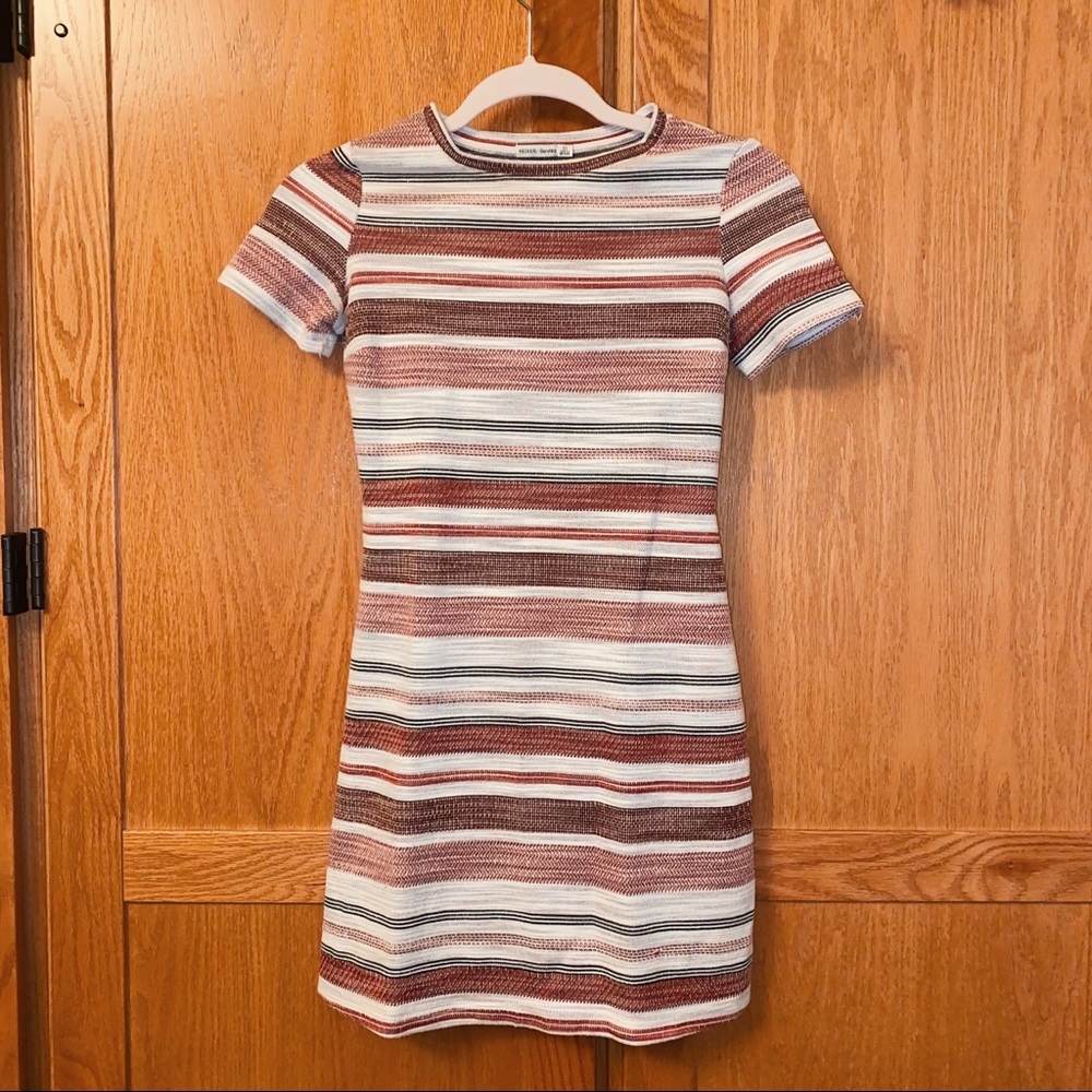 Bershka Red Striped Textured Dress